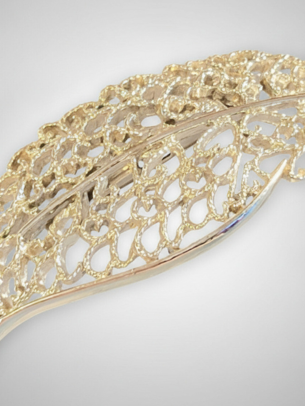 Vintage Silver Lacey 3" Leaf Brooch Pin, Large Mid-century Brooch Floral sf-2‎